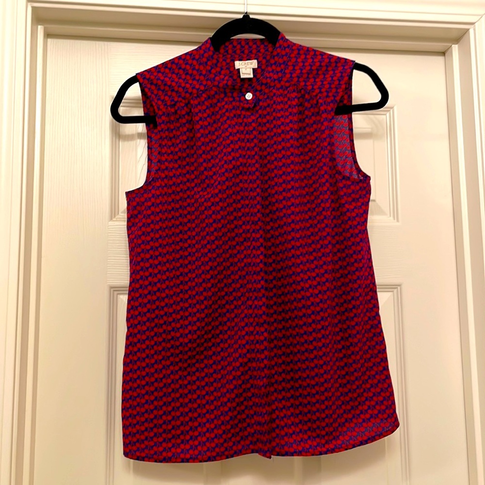 J. Crew Cherry 🍒 print Sleeveless Blouse Size 6
